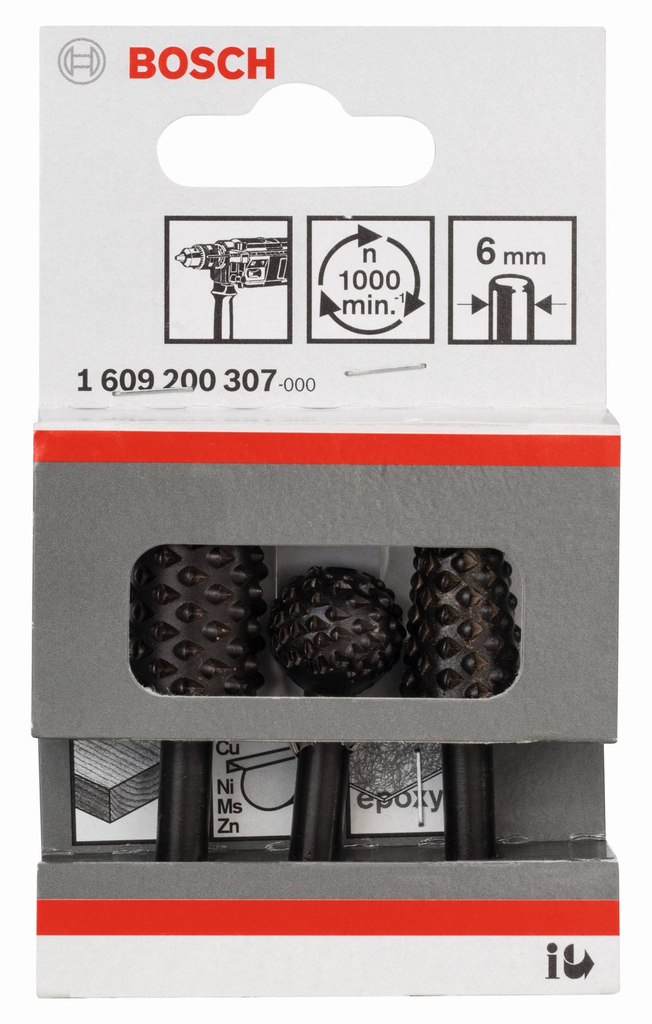 Set de escofinas, 3 unidades, de 16 mm