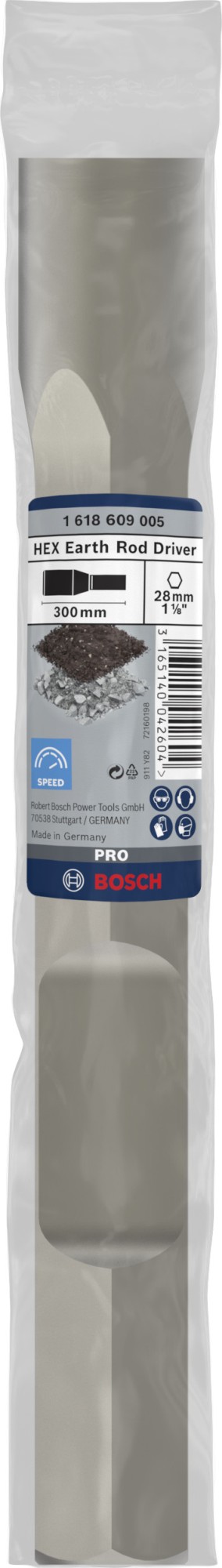 Útil para colocación de picas de toma de tierra PRO HEX 28, 300 mm