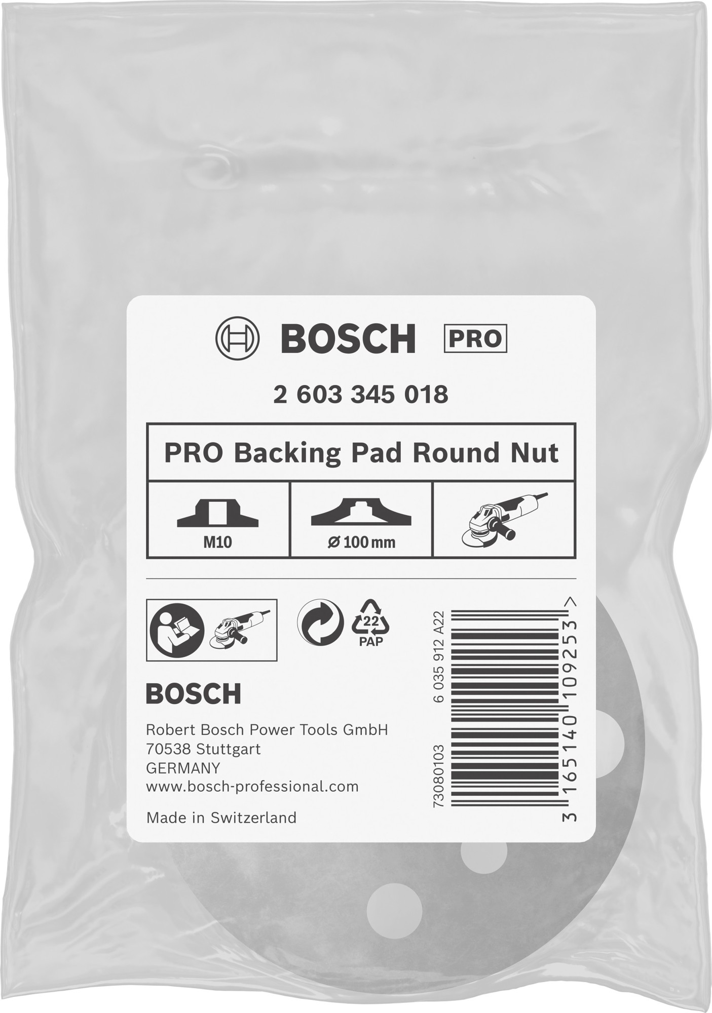 Tuerca redonda para soporte PRO, M10, 100 mm