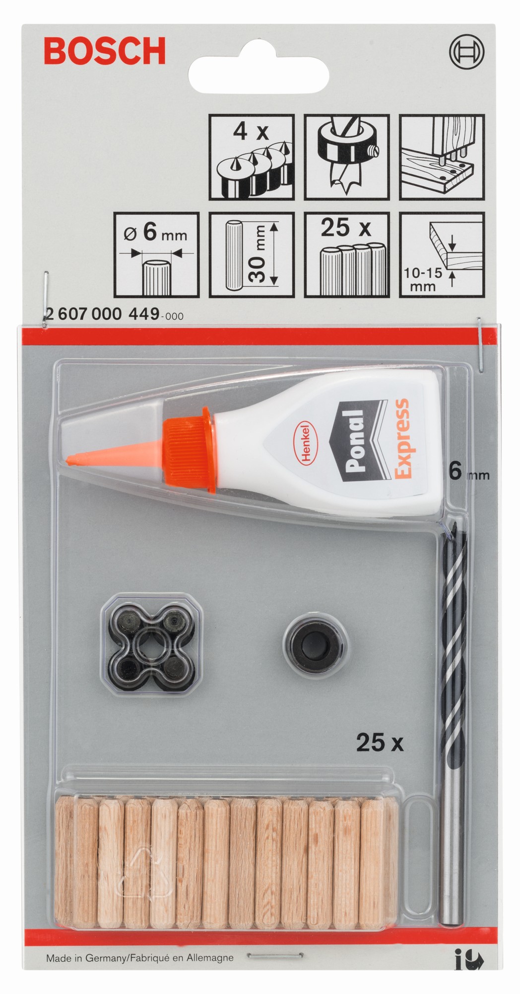 Set de tacos de madera, 32 unidades de 6 mm