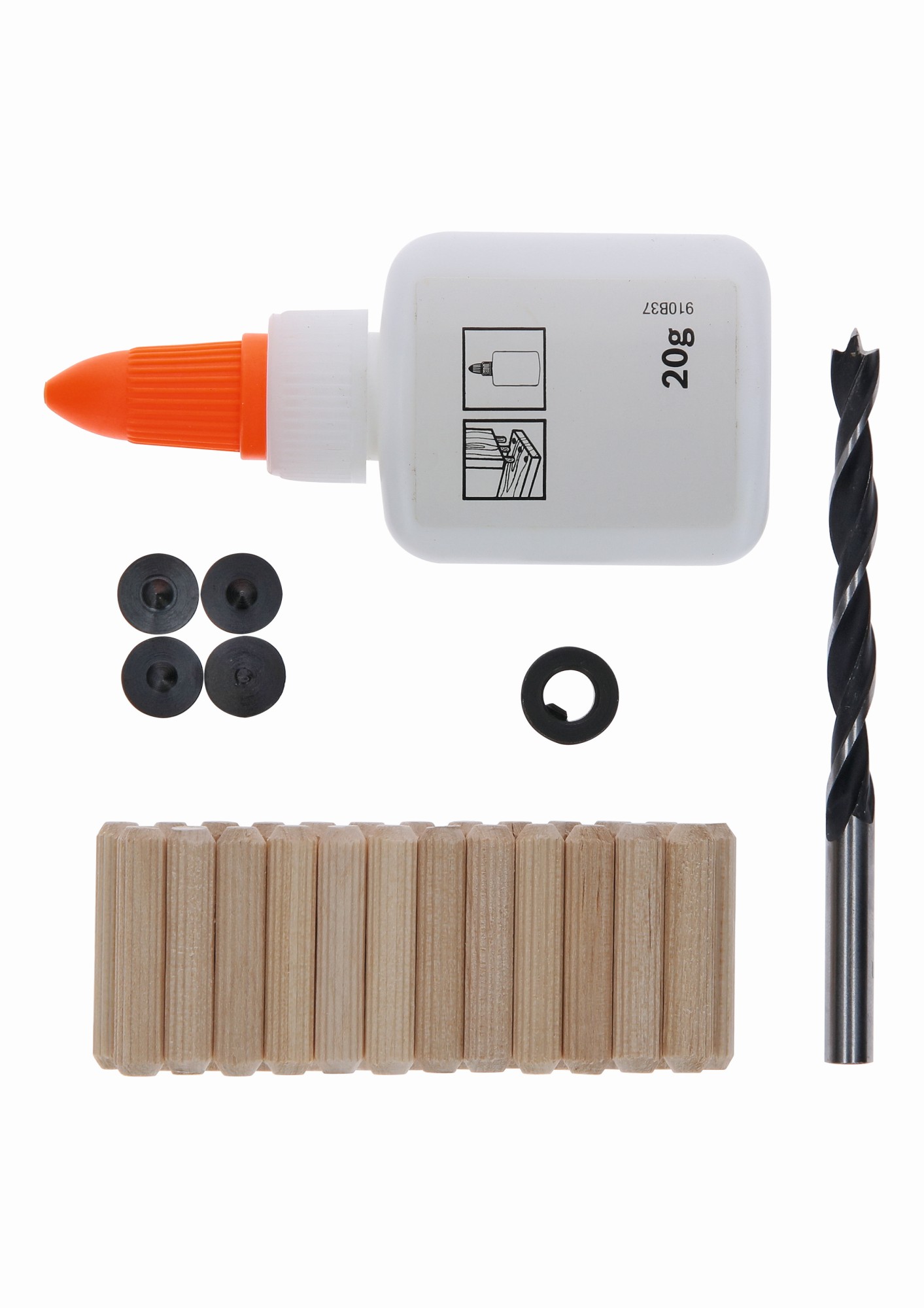 Sets de tacos de madera de perfil con broca en espiral para madera, cola para madera, tope de profundidad y colocador de tacos