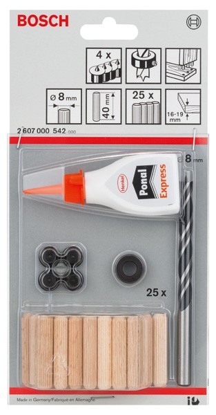 Set de tacos de madera, 32 unidades, de 8 mm