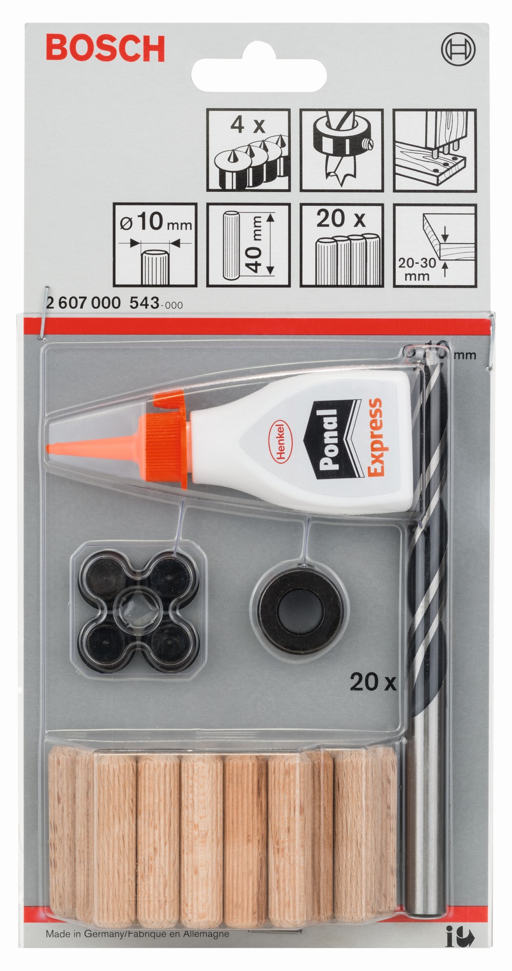 Set de tacos de madera, 27 unidades, de 10 mm