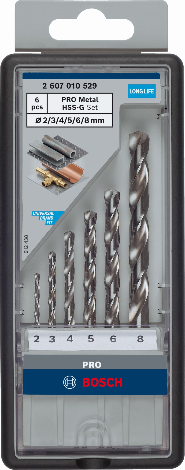 Set de brocas helicoidales PRO Metal HSS-G, 6 uds.