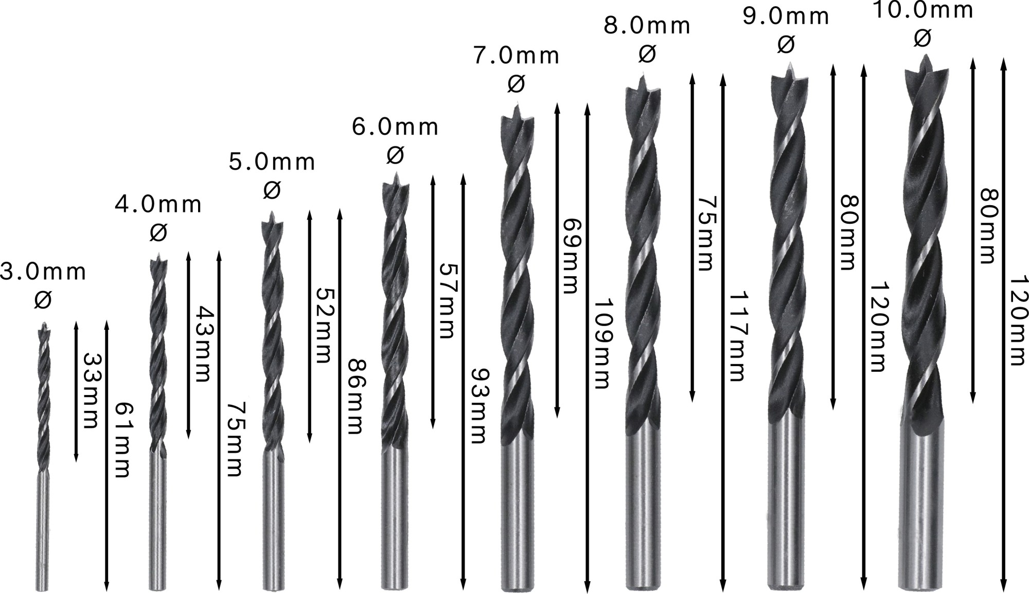 Sets de brocas para madera PRO Wood, 8 uds.