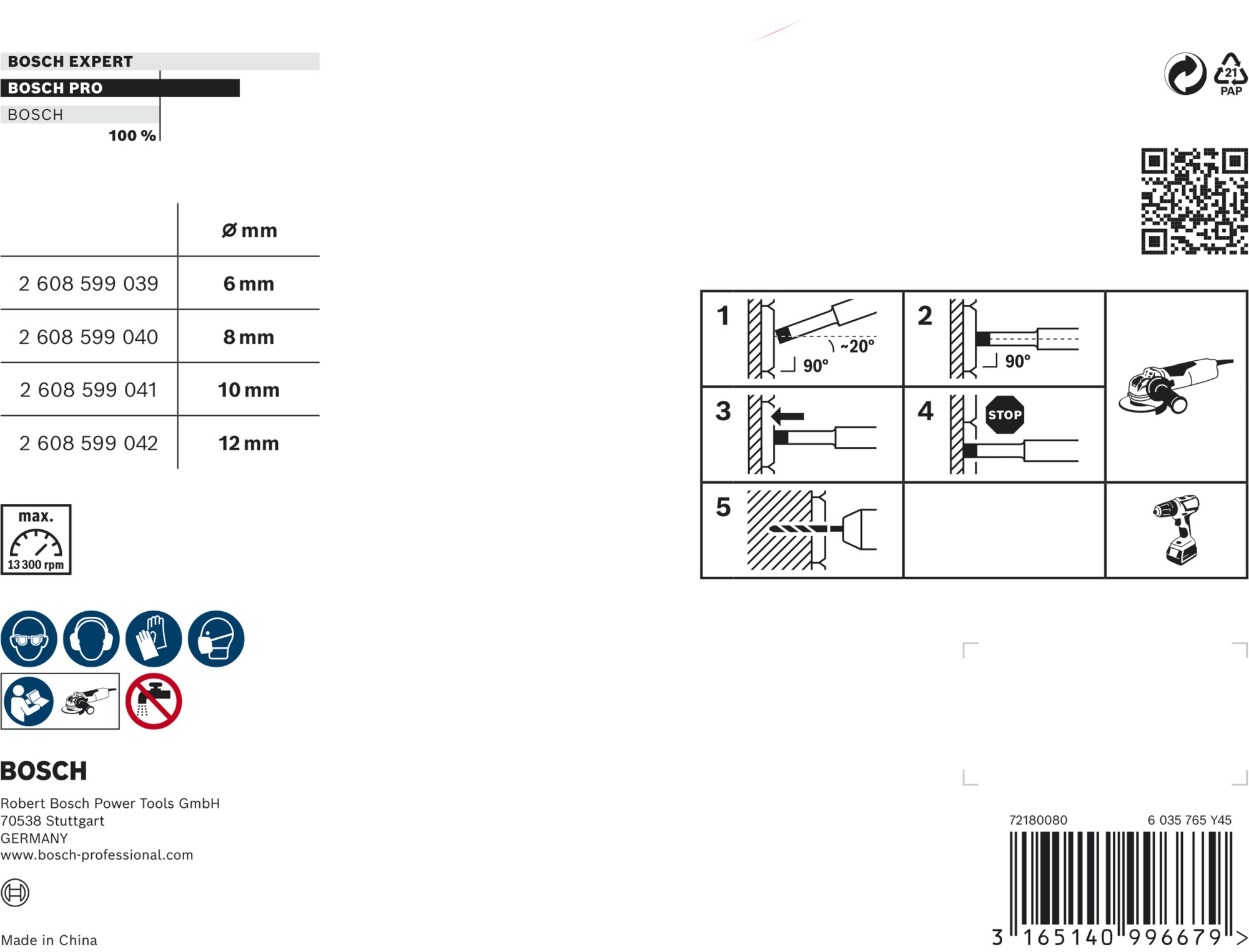 Set de coronas PRO Ceramic dry M14, 6 x 30, 8 x 30, 10 x 30, 12 x 30 mm, 4 unidades