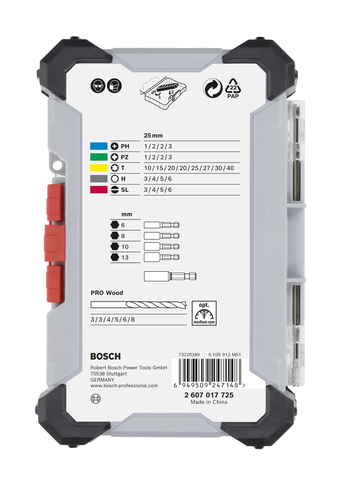 Set de puntas de atornillar Extra Hard y brocas PRO Wood, expositor, 35 uds.