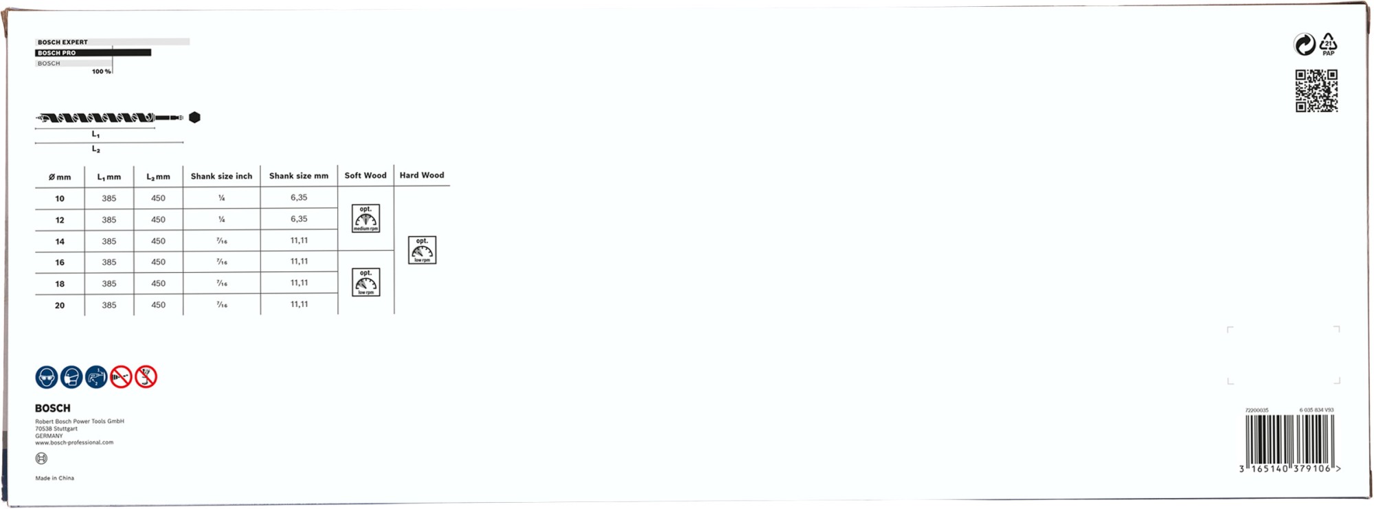 Set de brocas salomónicas PRO Wood, L450, 6 unidades