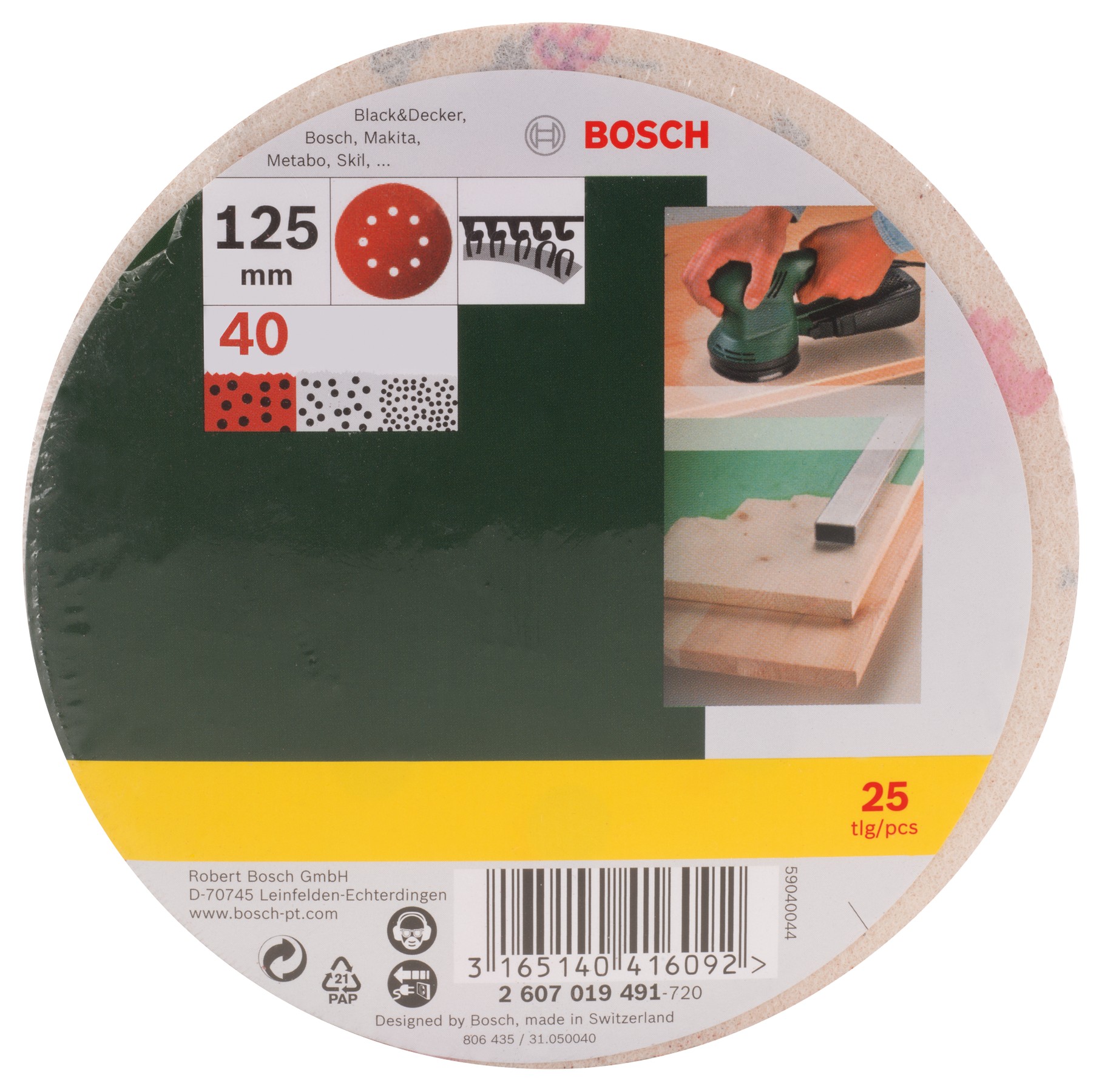 25 lijas para lijadora excéntrica, Grano 40