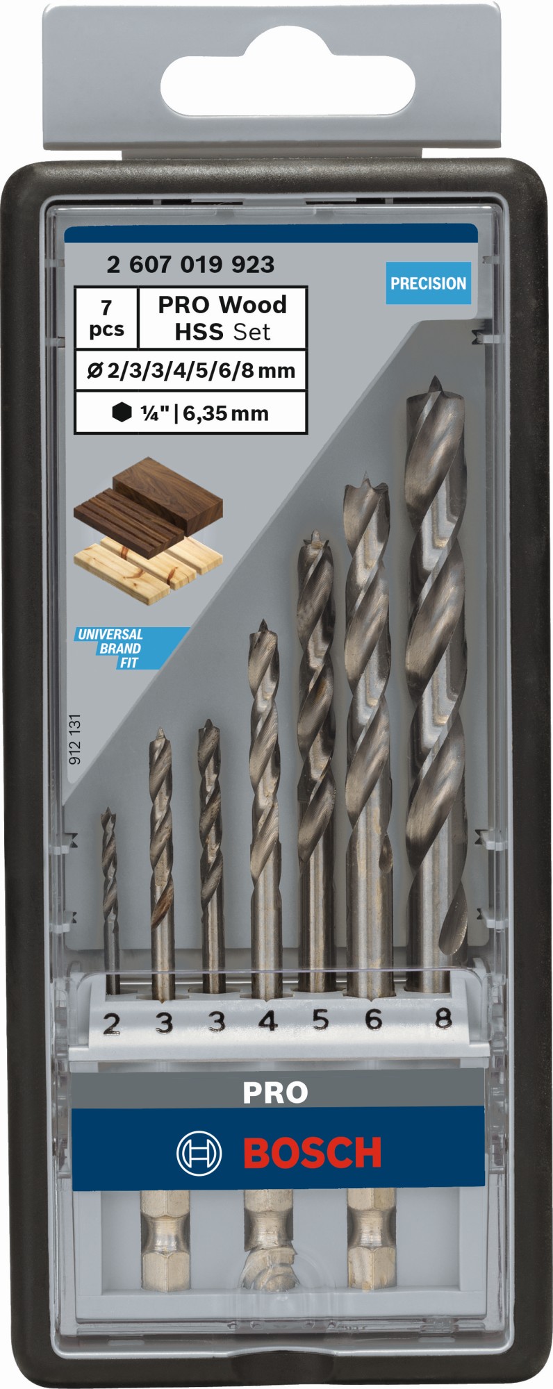 Sets de brocas para madera PRO Wood HSS, 7 uds.