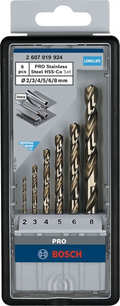 Set de brocas PRO Stainless Steel HSS-Co, 6 uds.