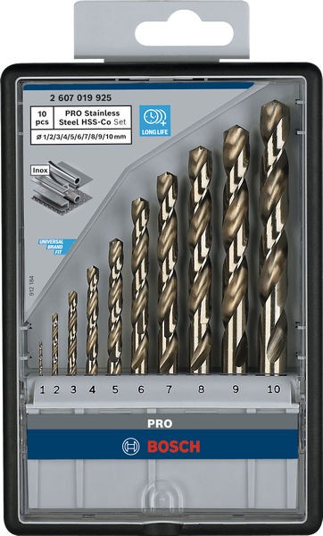 Set de brocas PRO Stainless Steel HSS-Co, 10 uds.