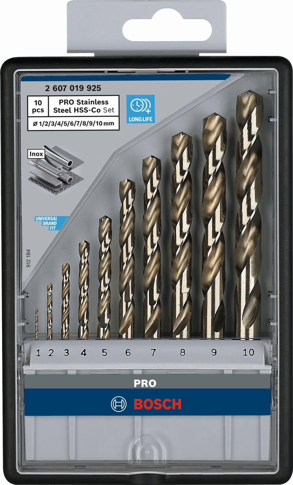 Set de brocas PRO Stainless Steel HSS-Co, 10 uds.