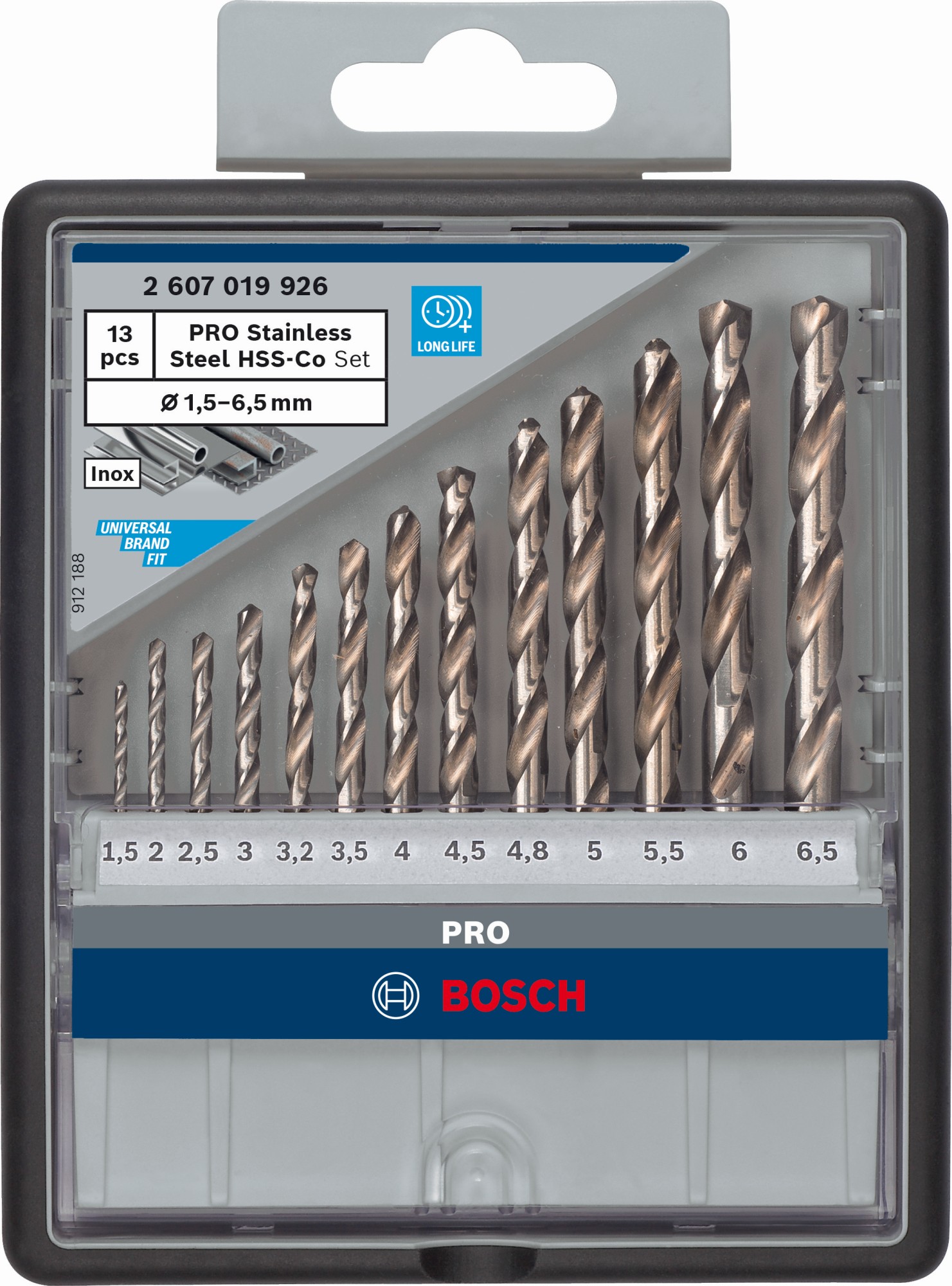 Set de brocas PRO Stainless Steel HSS-Co, 13 uds.