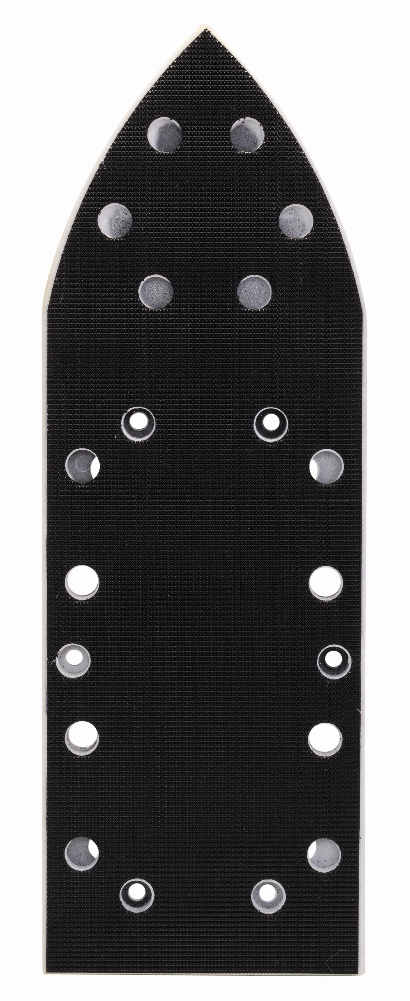 Placas lijadoras para superficies angulares estrechas con fijación de gancho y bucle