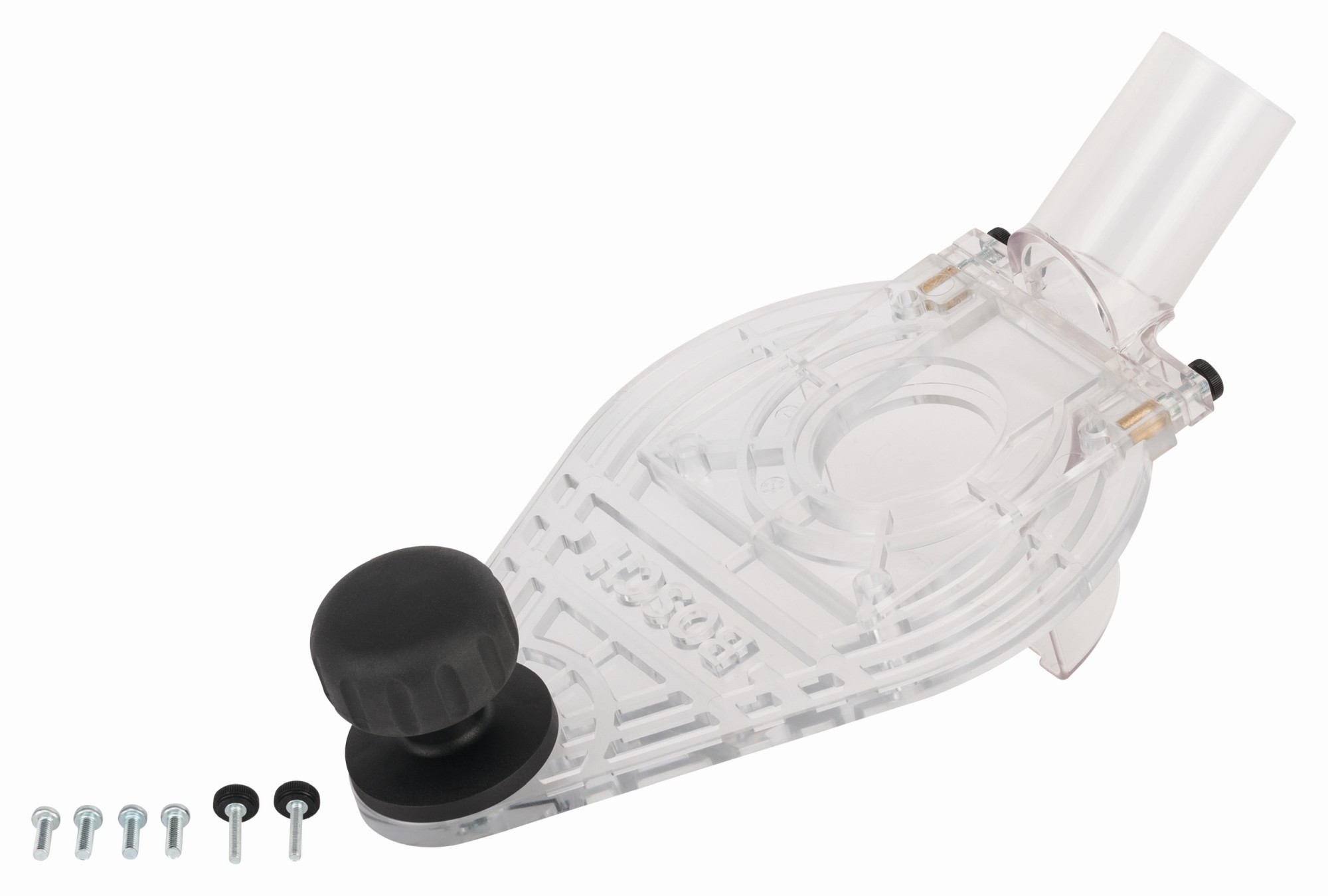 Placa base con asa y salida de extracción de polvo