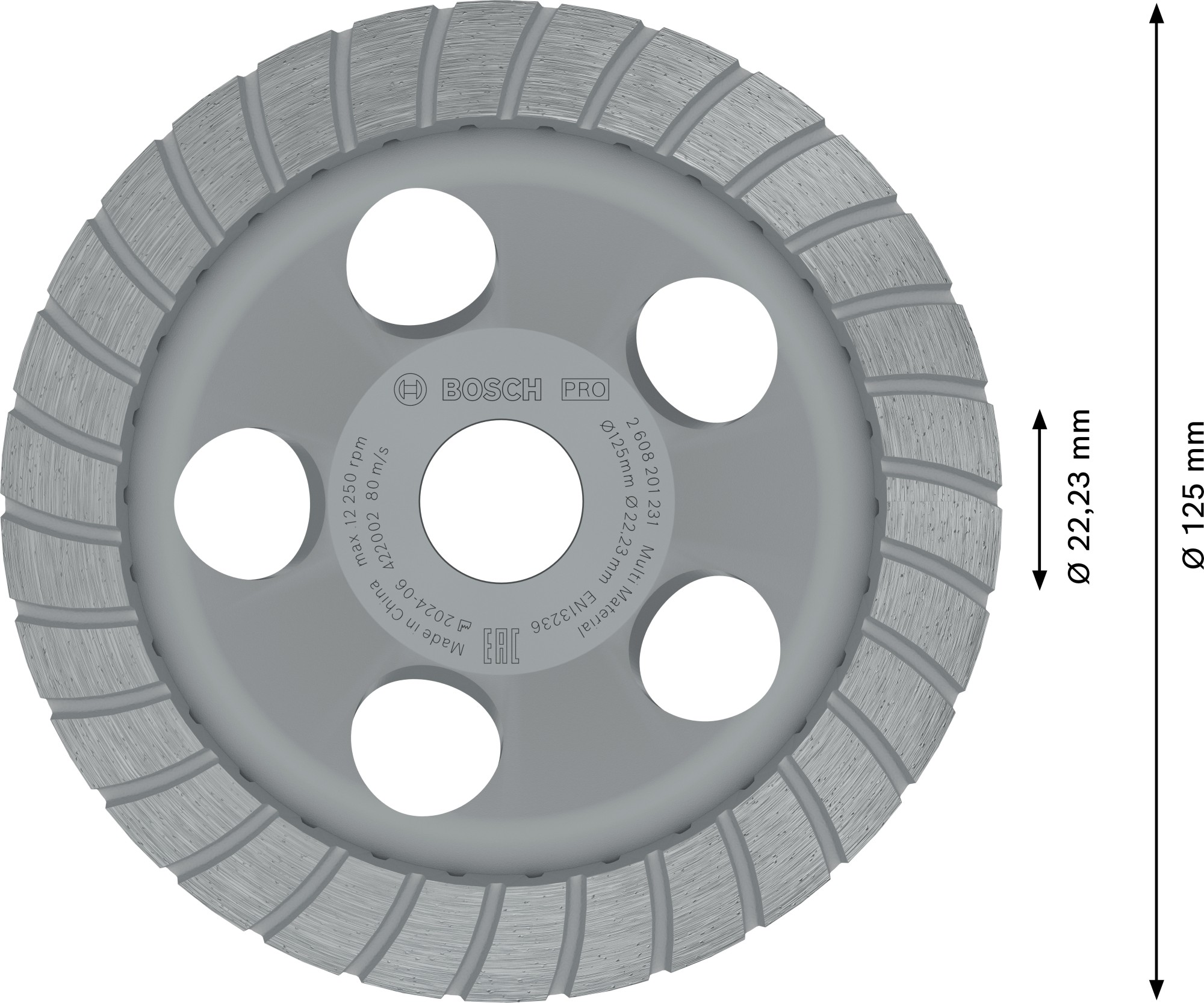 vaso de desbaste PRO Multi Material, 5 x 125 x 22,23 mm