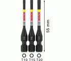 Puntas PRO T Impact, T10, T15, T20, 55 mm, 3 unidades