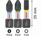 Set de puntas de atornillar PRO Impact, PH2 (5 uds.), PZ2 (5 uds.), T20 (5 uds.), T25 (5 uds.), T30 (5 uds.), 25 mm, expositor, 10 x 25 uds.