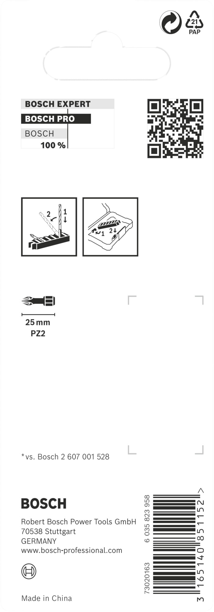 Broca PRO Pozidriv Impact, PZ2, 25 mm, 8 uds.