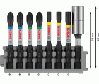 PRO Impact Set con portapuntas estándar e índice Pick and Click, PH2 (2 uds.); PZ2 (2 uds.), T20, T25, T30, BH, 8 unidades