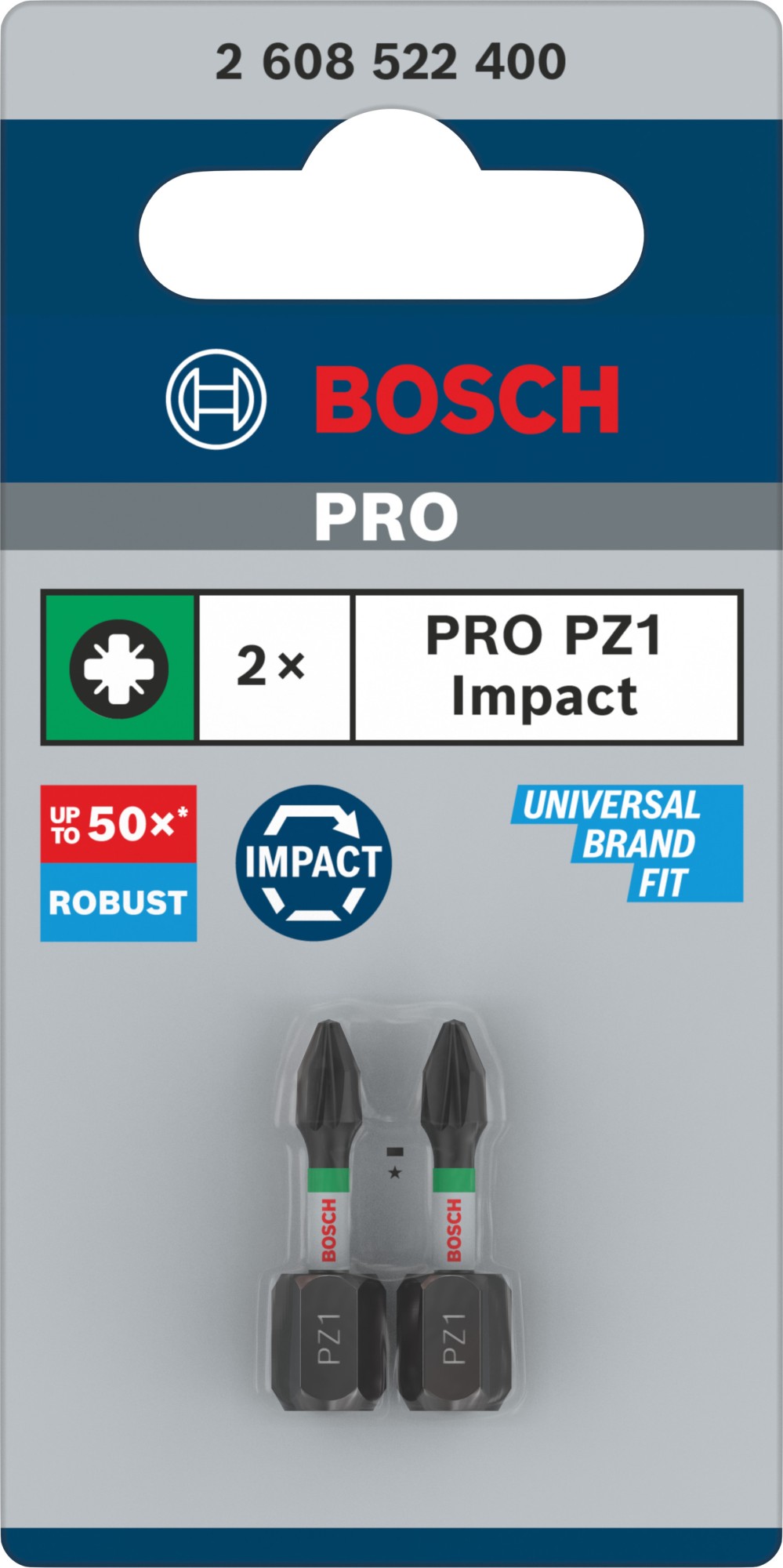 Broca PRO Pozidriv Impact, PZ1, 25 mm, 2 uds.