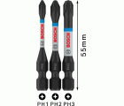 Punta PRO PH Impact, PH1 x 55, PH2 x 55, PH3 x 55 mm, 3 uds.