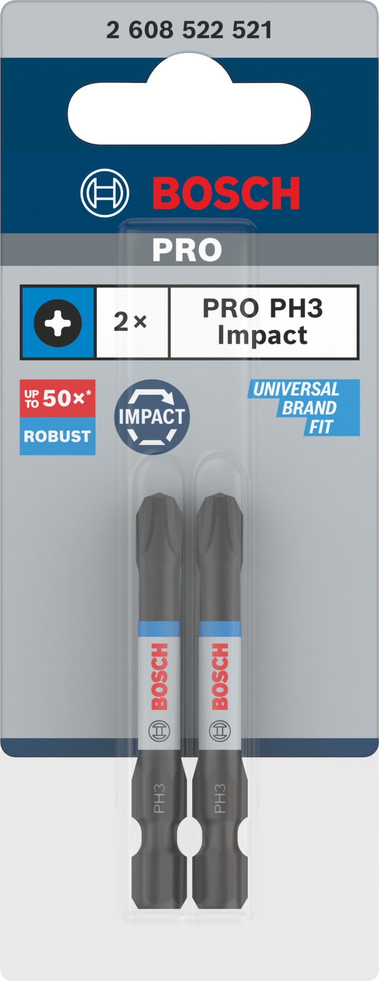 Broca PRO Phillips Impact, PH3, 55 mm, 2 uds.