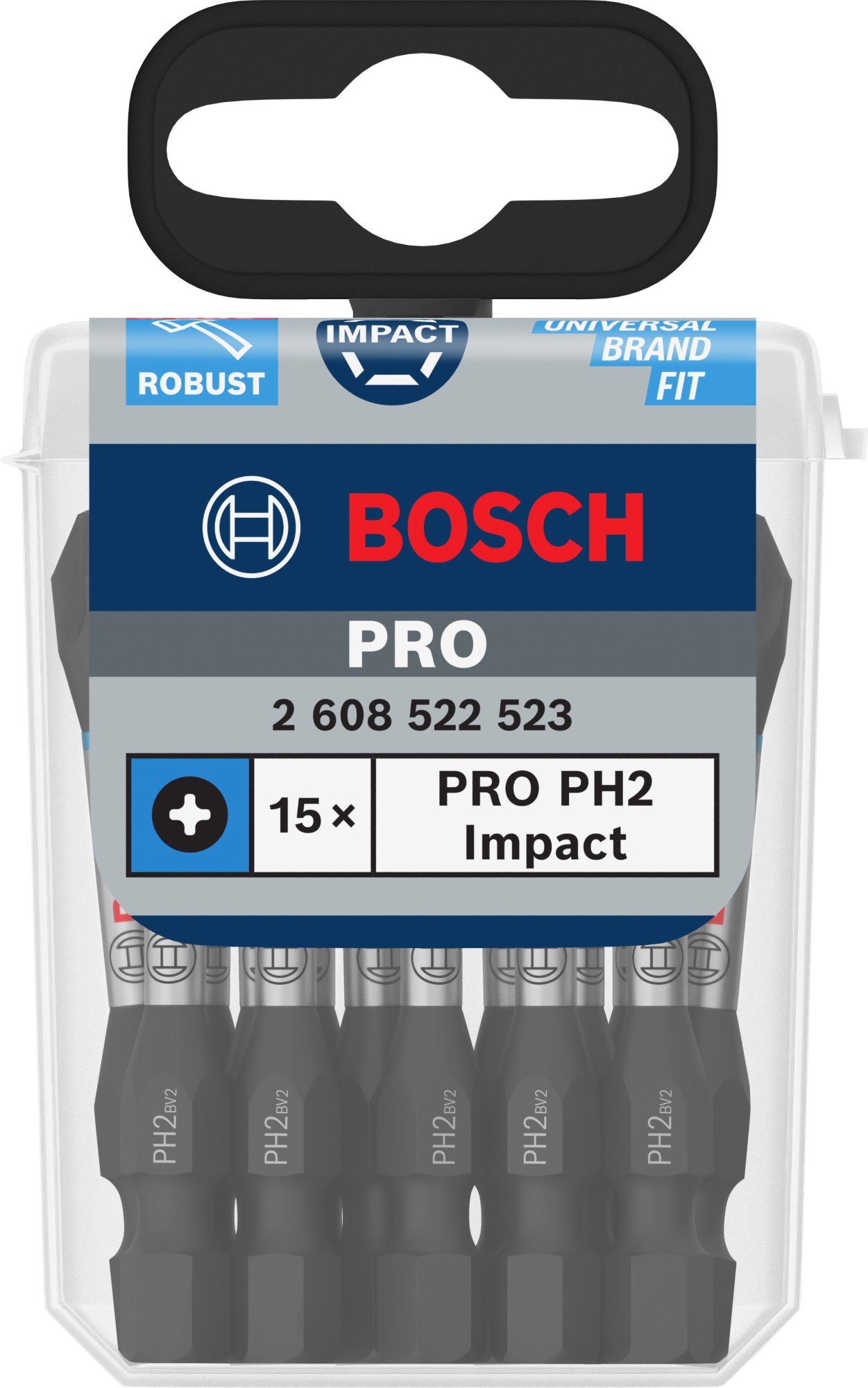 Broca PRO Phillips Impact, PH2, 55 mm, 15 uds.