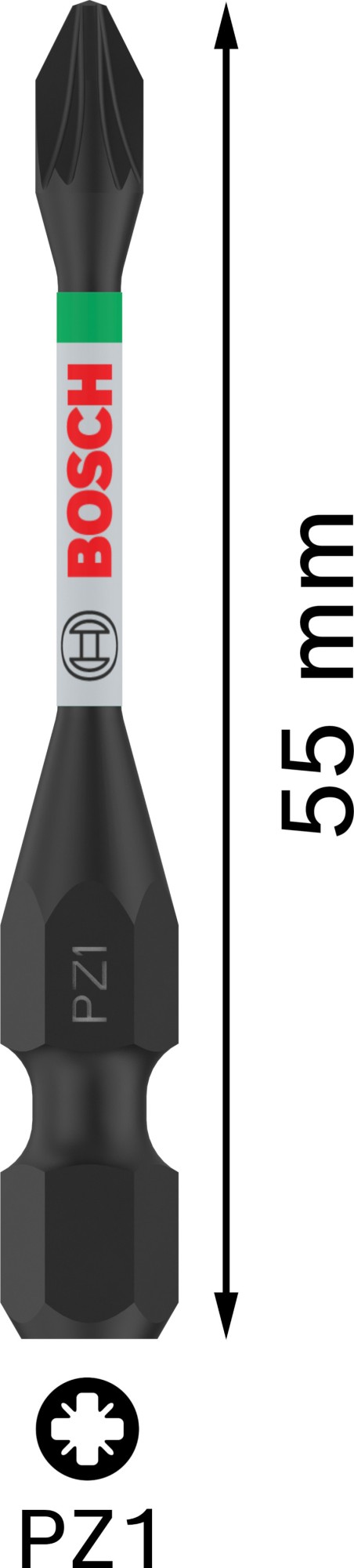 Broca PRO Pozidriv Impact, PZ1, 55 mm, 2 uds.