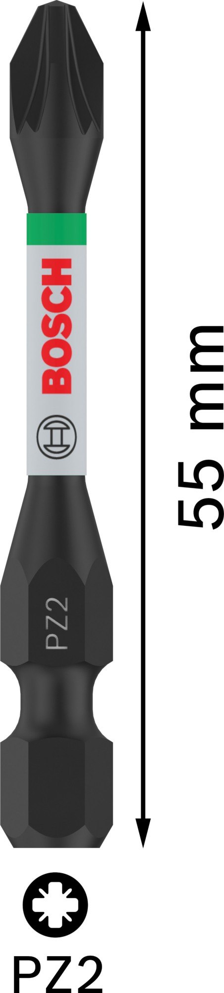 Broca PRO Pozidriv Impact, PZ2, 55 mm, 2 uds.