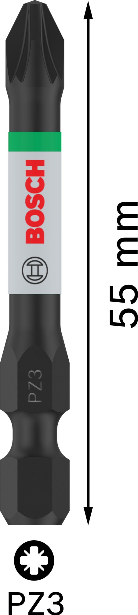 Broca PRO Pozidriv Impact, PZ3, 55 mm, 2 uds.