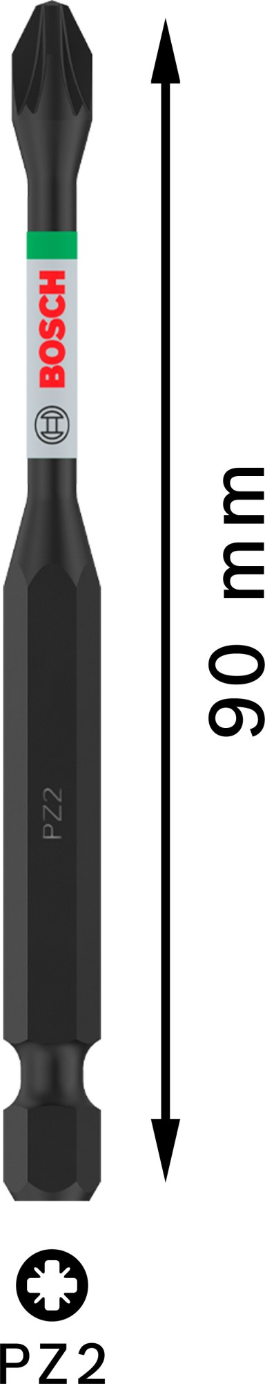 Punta PRO Pozidriv Impact, PZ2, 90 mm