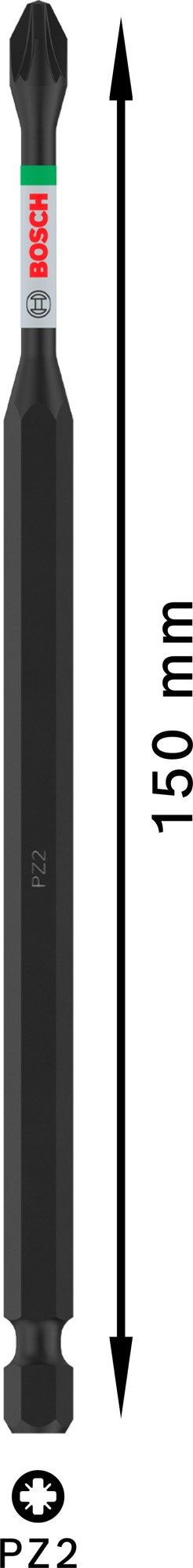 Punta PRO Pozidriv Impact, PZ2, 150 mm