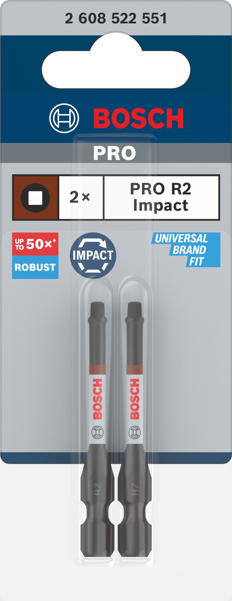 Punta PRO Robertson Impact, R2, 55 mm, 2 uds.