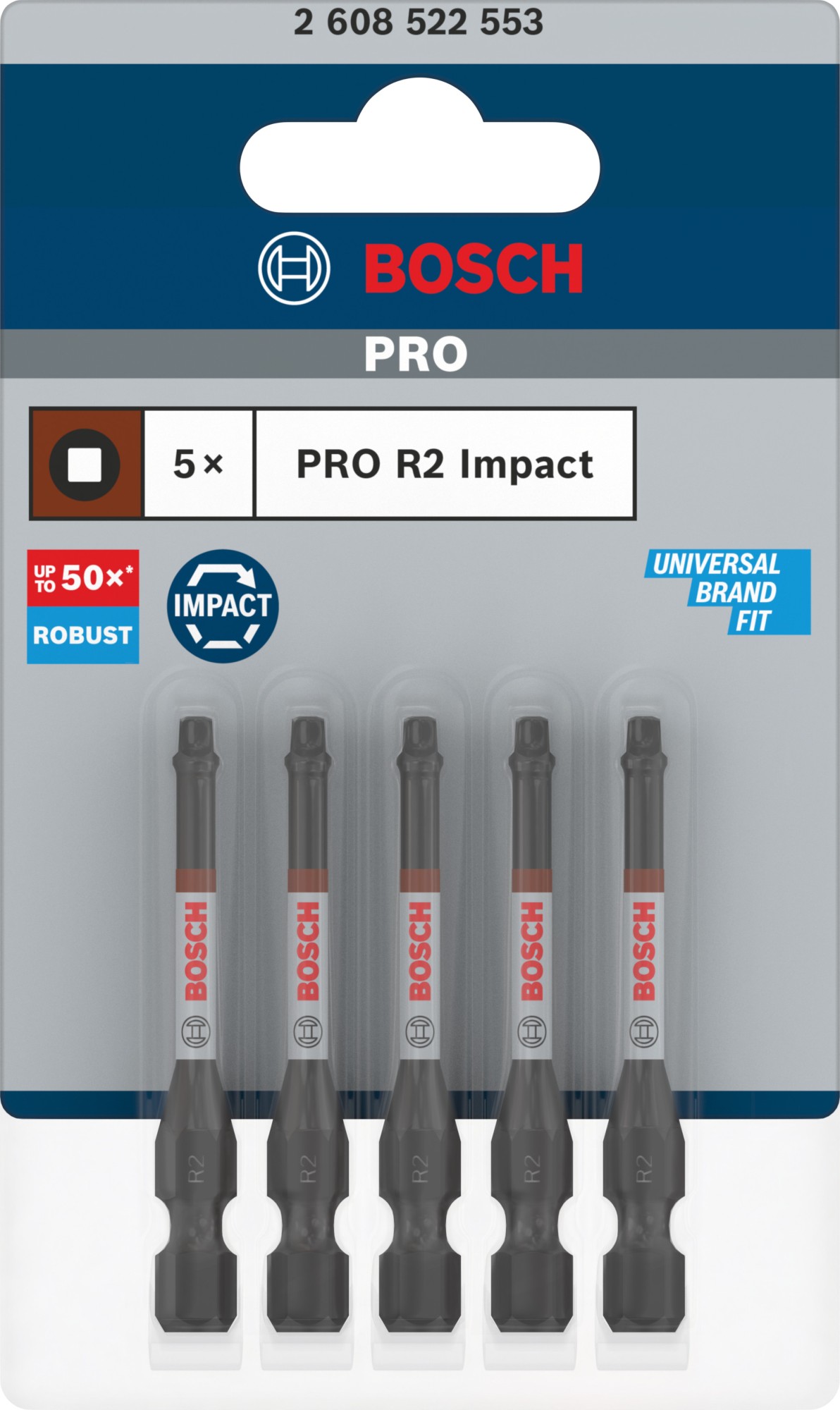 Punta PRO Robertson Impact, R2, 55 mm, 5 uds.