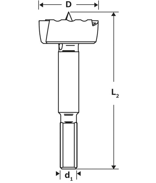 Broca fresadora para madera, 16 mm