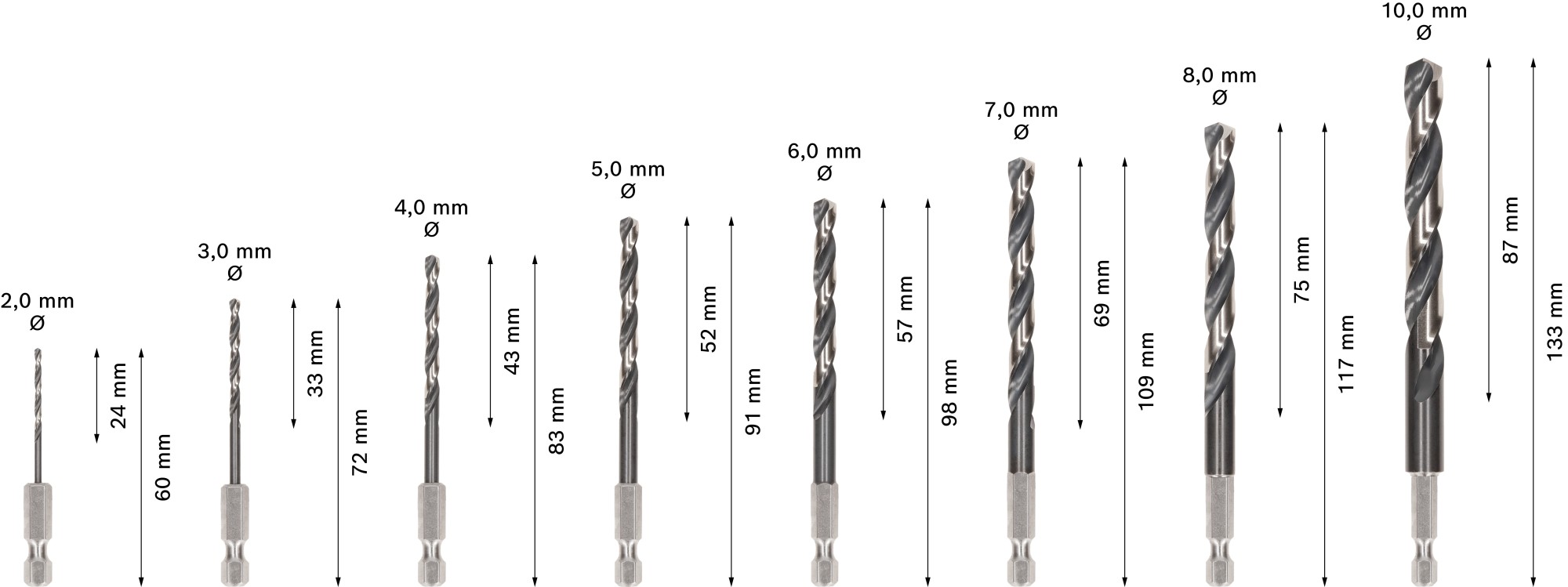 Set de brocas helicoidales PRO Metal HSS-G Impact, 8 uds.