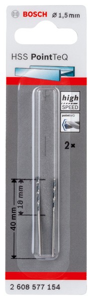 Broca helicoidal HSS PointTeQ 1,5 mm