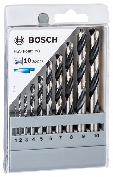 Set de brocas helicoidales HSS PointTeQ, 10 unidades, de 1 - 10 mm