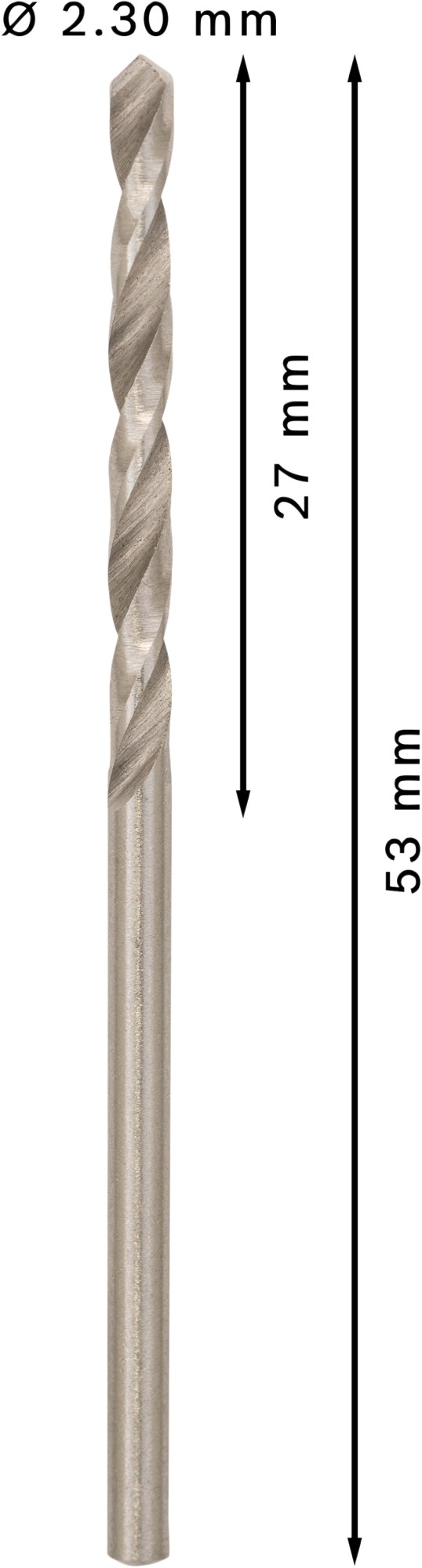 Broca helicoidal PRO Metal HSS-G, longitud estándar, 2,3 x 27 x 53 mm, 10 unidades