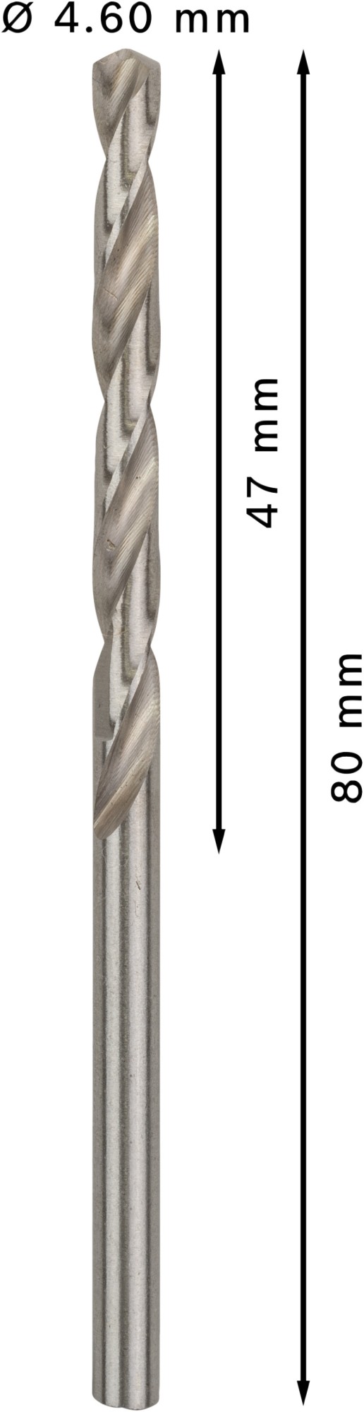 Broca helicoidal PRO Metal HSS-G, longitud estándar, 4,6 x 47 x 80 mm, 10 unidades