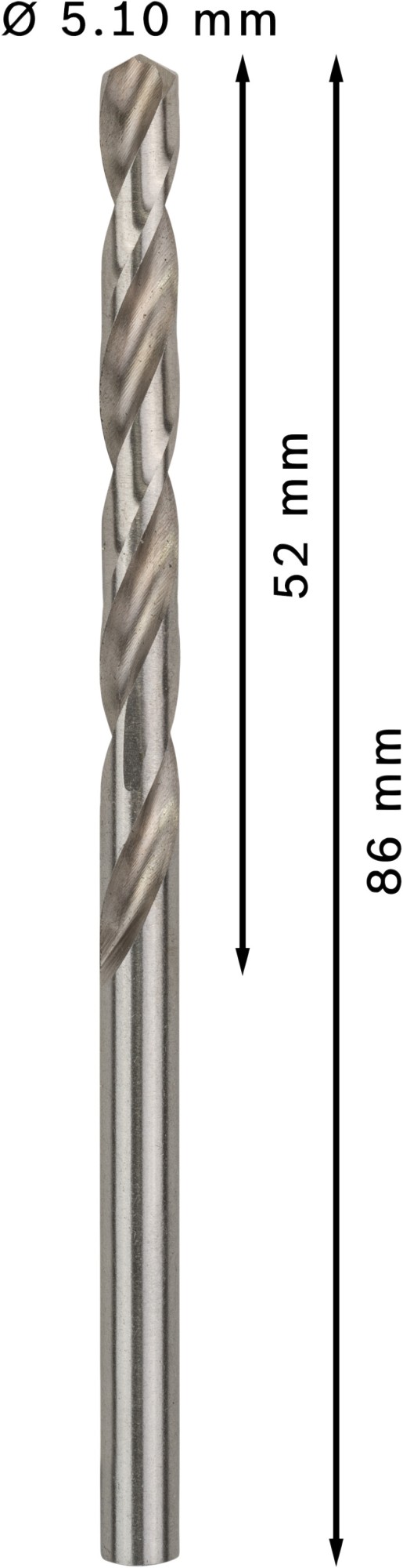 Broca helicoidal PRO Metal HSS-G, longitud estándar, 5,1 x 52 x 86 mm, 10 unidades