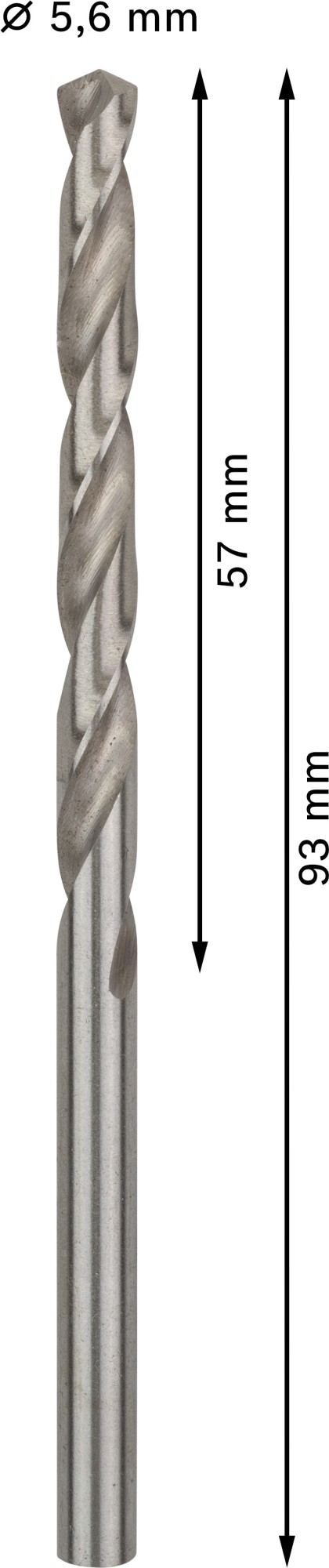 Broca helicoidal PRO Metal HSS-G, longitud estándar, 5,6 x 57 x 93 mm, 10 unidades