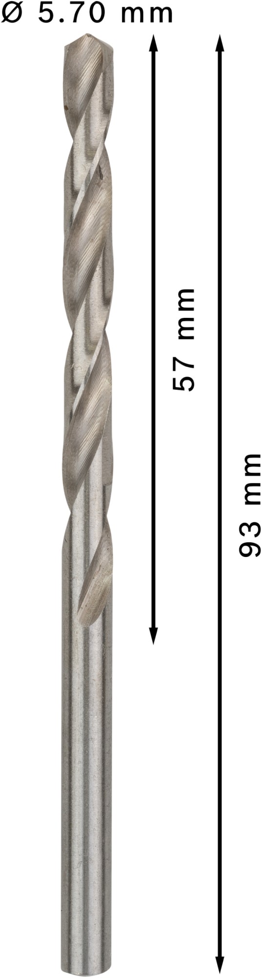 Broca helicoidal PRO Metal HSS-G, longitud estándar, 5,7 x 57 x 93 mm, 10 unidades