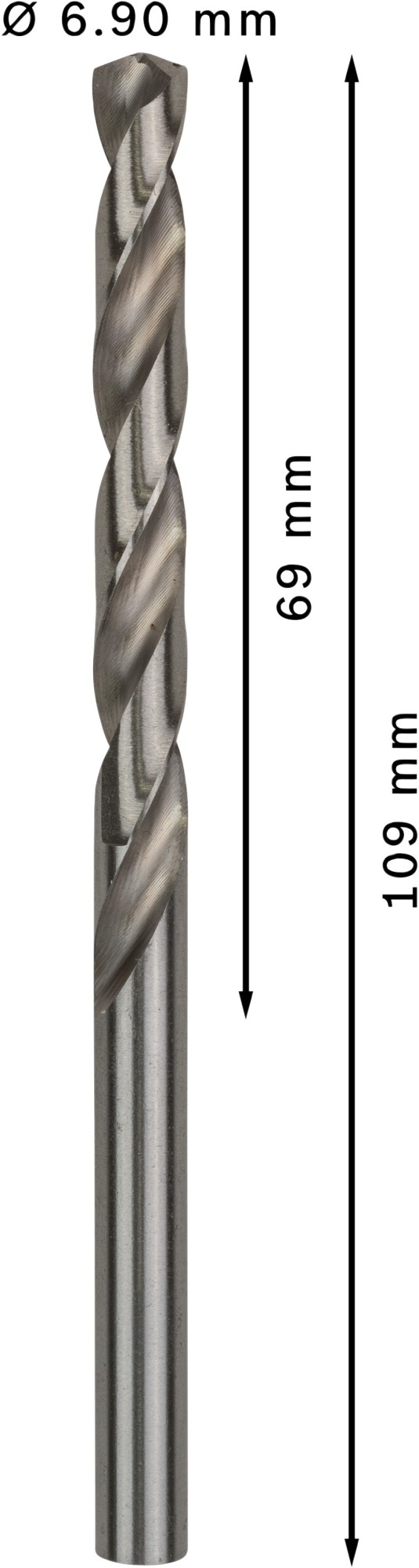 Broca helicoidal PRO Metal HSS-G, longitud estándar, 6,9 x 69 x 109 mm, 10 unidades