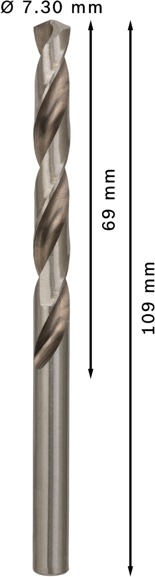 Broca helicoidal PRO Metal HSS-G, longitud estándar, 7,3 x 69 x 109 mm, 10 unidades
