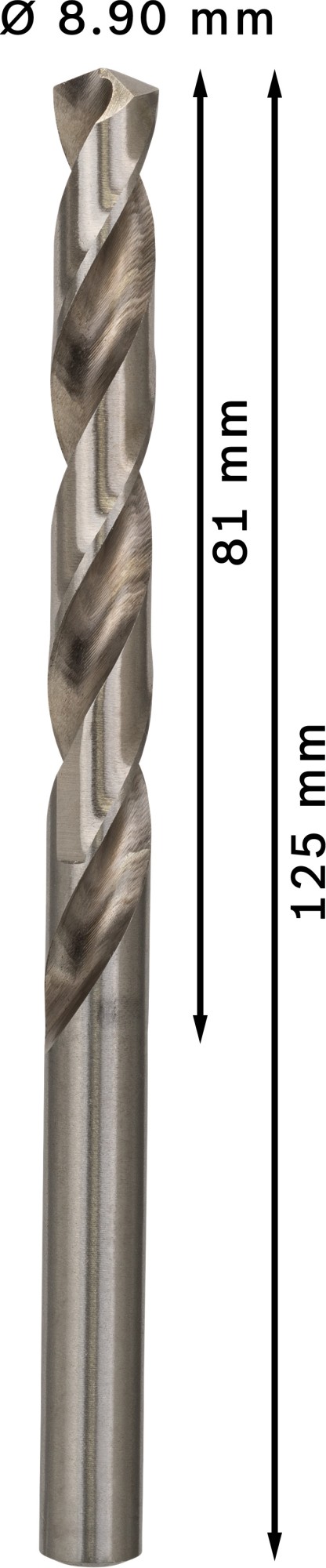 Broca helicoidal PRO Metal HSS-G, longitud estándar, 8,9 x 81 x 125 mm, 5 unidades