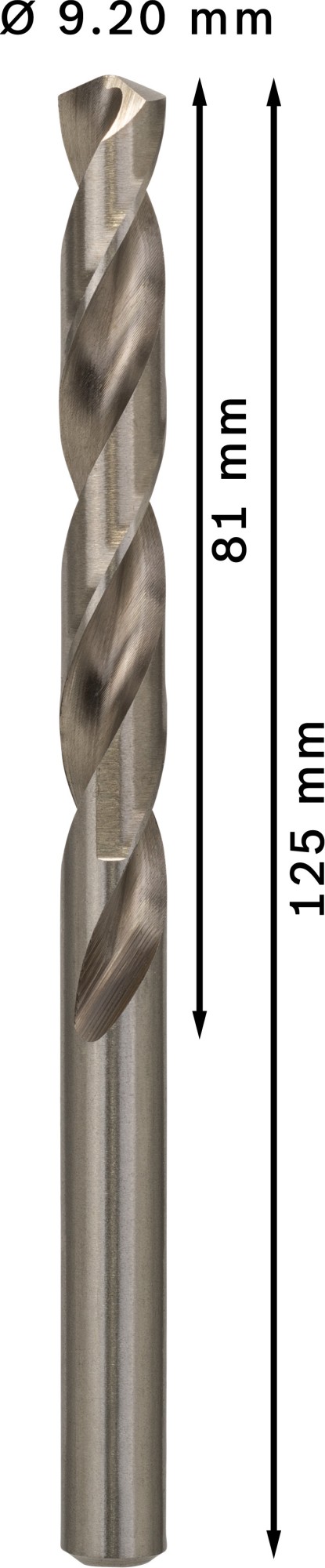 Broca helicoidal PRO Metal HSS-G, longitud estándar, 9,2 x 81 x 125 mm, 5 unidades