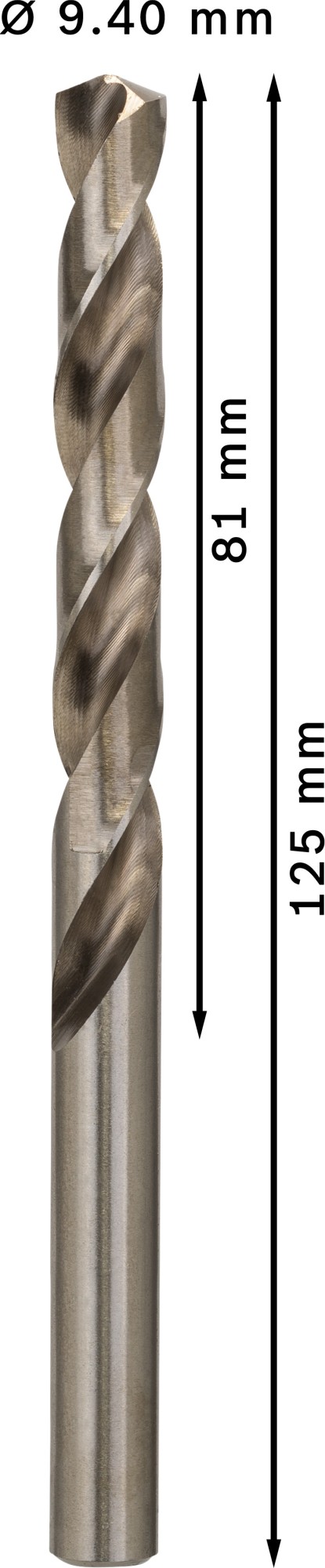 Broca helicoidal PRO Metal HSS-G, longitud estándar, 9,4 x 81 x 125 mm, 5 unidades